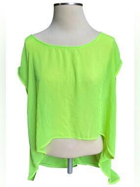 Neon Sheer Silky Indie Sleeze Hi-Low Top